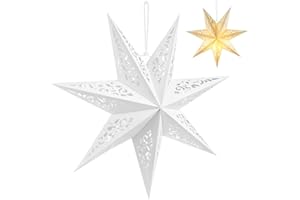 CLISPEED Papierstern Laterne Lampenschirm 45Cm Hängend Weihnachten 3D Papierstern Hängende Dekoration Sternlicht Papierlaternen für Hochzeitsfeier Weihnachtstag Dekoration