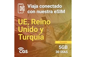 CGS CONNECTIVITY - eSIM de 5GB, 30 Días para Europa | Activación Instantánea | Recargable | 4G/5G | Soporte 24/7 | Solución Prepago Sin Ataduras | Viaja con Libertad y Sin Costos de Roaming