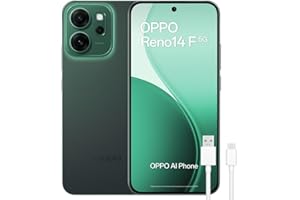 OPPO Reno14 5G – Smartphone Libre con IA, 8GB RAM + 256GB, Cámara Triple 50MP, Batería 6000mAh, Carga Rápida 45W, Pantalla AMOLED 120Hz, IP69, Dual SIM, Android, Versión Española - Luminous Green
