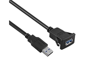 HERFAIR Kabel USB do montażu podtynkowego – 1 m, przedłużacz USB 3.0, kabel podtynkowy, do samochodu, łodzi, motocykla (kwadratowy pojedynczy port 1 m)