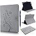 Produktbild ipad 2 iPad 3 iPad 4 Hülle, Yokata PU Retro Schutzhülle Magenet Holder Stand Flip Schutz Tasche Lederhülle Etui mit Prägung Narzissen Blumen und Schmetterling Butterfly Motiv Case Wallet mit Aufsteller-Funktion Bookstyle Ledertasche Karten Slot Komplett Schutz Schutzhülle - Grau