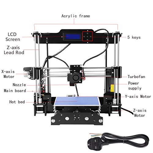 OUTAD 3D Printer Half Assembled DIY Kit with High Precision Extrusion 8GB SD Card LCD Screen Support ABS/PLA/HIP/PP/Wood Filament (P802M)