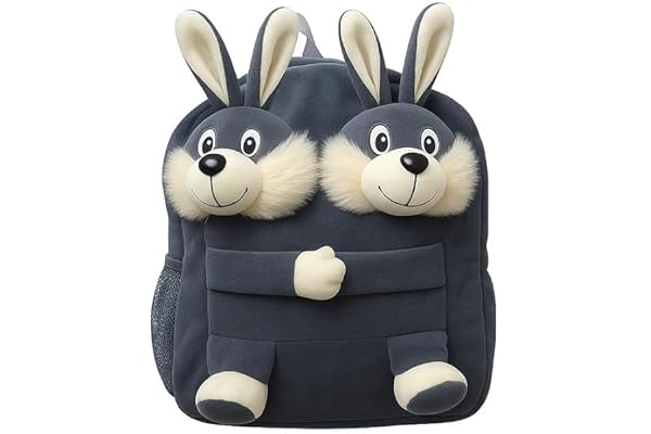 CARTBRINK Kids Plush Teddy Backpack Soft Rabbit School Bag for Toddlers & Preschool, Cute Animal Backpack with Adjustable Straps Lightweight & Comfortable for Boys & Girls