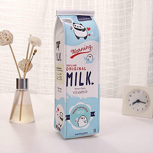 SHEDEU Cute Cartoon Milk Bottle School Pencil Case PU Pen Bag Storage Pouch