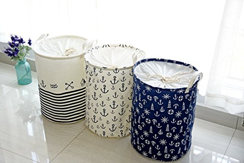 Fieans aufbewahrung foldable cotton line Waeschekorb Klapp Kinder Spielzeug organizer Spielzeug aufbewahrung Spielzeug Warenkorb Kleidung Halter waeschebox-Blau Streifen - 6