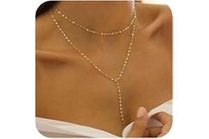 SLOONG 2 Stück Layering Ketten Set 14K Goldkette & Silber Wasserfest Choker Kette Damen Gold Halskette mit CZ Anhänger Y Kette Panzerkette Gold Halskette für Frauen Damen Schmuck