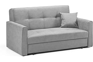 Honeypot Sofabed - Viva 2 Seater Sofa Bed with Storage - Grey Fabric Couch with Pull Out Double Sofabed | Setup Included | Made in EU | Built to Last (2 Seater, Grey)