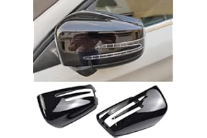 Kakulkomen Tappi per specchietto retrovisore auto, 1 paio di tappi per specchietto retrovisore retrovisore per Mercedes Benz W176 W246 W212 W204 C117 X156 X204 W221 (nero brillante)