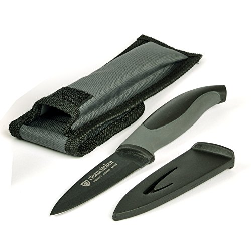 Isolierflasche 1 L , Dichter Drehverschluss farbig inkl. Allzweckmesser, Farbauswahl:C1 schwarz - 5