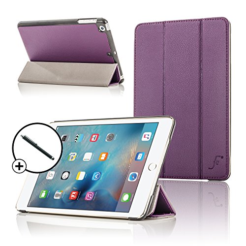 Forefront Cases® Neue Leder Hülle Tasche Case Cover für Apple iPad Mini 4 / 4th Generation (September 2015) - Rundum-Geräteschutz und intelligente Auto-Sleep-Wake-Funktion - inkl. Eingabestift