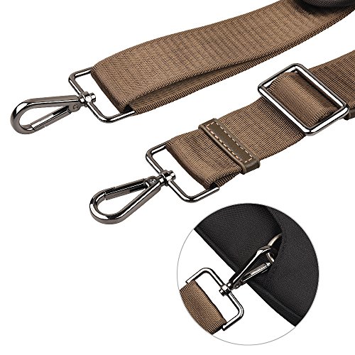 Qishare Universal Ersatz Schultergurt Abnehmbare weiche gepolsterte verstellbare Gürtel mit Metall Swivel Haken für Gepäck Duffel Computer Taschen Laptop Fall Crossbody-Tasche (Khaki,150cm) - 2
