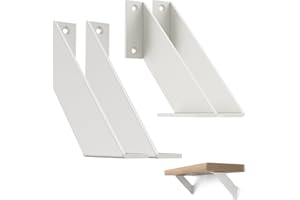 Chas Bete Equerre Metal Blanc, Equerre Charge Lourde Antirouille, Support Etagere Murale Équerre Étagère Fer Forgé 15cm 4Pièces