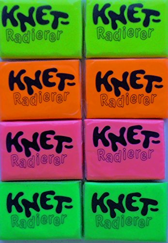 Partynelly® 8 Knetradierer | Radiergummi zum kneten | Radierer | 4 FARBEN |
