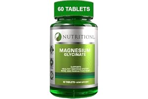 Nutritionl Magnesium Glycinate (Bisglycinate) 1900 mg, 60 Tablets - 200 mg Elemental Magnesium & 4.2 mg Vitamin B6 Per Serving - to Support Muscle & Bone Function, Physical Balance & Daily Wellness