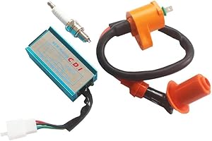 HURI Racing Ignition Coil + Spark Plug + 5pin CDI Box for 50cc 70cc 90cc 110cc 125cc 140cc 150cc Dirt Bike Atv Go Kart Pocket Bike Pit Bike