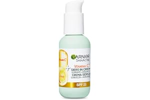 Garnier Siero in Crema Vitamina C SkinActive, 2 in 1 Siero Vitamina C e Crema Idratante SPF25, Anti-Macchie e Illuminante, Non unge, Adatto a Tutti i Tipi di Pelle, 50 ml, packaging may vary
