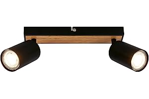 BRILONER - Plafonnier orientable, douille GU10, max. 9 W, plafonnier, lampe, lampe de salon, lampe de chambre à coucher, lampe de cuisine, spot de plafond, éclairage de plafond, 25,5cm, noir-bois