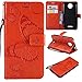Produktbild Moto C Plus Hülle, Conber Lederhülle Handyhülle mit [Kostenlose Schutzfolie], PU Tasche Leder Flip Case Cover Emboss 3D Schmetterling Schutzhülle für Motorola Moto C Plus - Orange