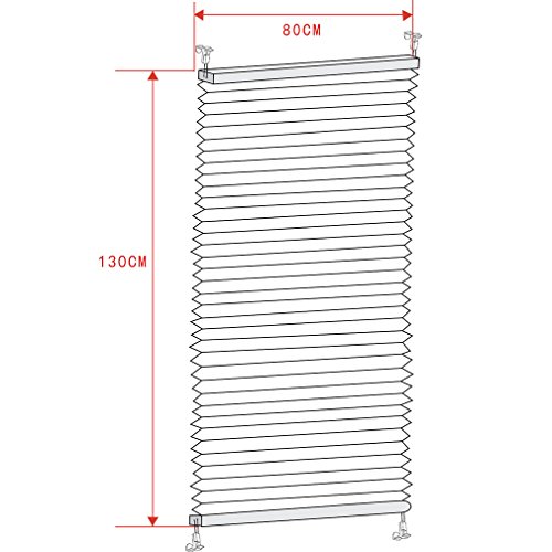 SHINY HOME® Jalousien Plissee mit Gardinenstange Klemmträger Vorhang Single Elegant Sonnenschutzrollo für Fenster Tür ohne Bohren Fensterrollo Gardinen Weiß 80x130cm - 7