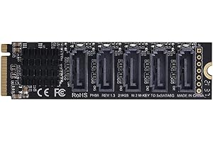 Xiwai NGFF NVME M-Key PCI Express zu SATA 3.0 6Gbps 5 Ports Adapter Converter Festplattenerweiterungskarte JMB585 2280