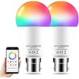 Lighting master Alexa Light Bulbs 12W 1280LM, Bluetooth Smart Bulb Colour Changing, 16 Million RGB Colours + Warm to Daylight White Dimmable, B22 Bayonet Led Bulbs by APP and Voice Control (2 Pack)