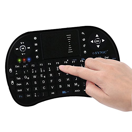 2,4Ghz Mini Hintergrundbeleuchtung Funktastatur mit Touchpad Maus Wireless Tragbare Handheld Multimedia Tastatur mit QWERTZ Tastaturlayout und eingebaute wiederaufladbare Batterie für Google Android Smart TV Box Raspberry PI TV Box XBOX PS3 HTPC IPTV – Schwarz - 3