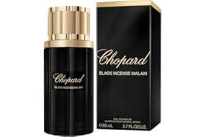 Chopard Black Incense Malaki 80 ml – Eau de Parfum pour Homme – Fragrance Boisée Fumée – Notes Majestueuses d'Encens, de Bois Noir Fumé, de Sauge Sclarée et d'Épices – Flacon en Verre Noir