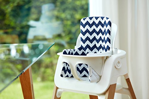 Preisvergleich Produktbild KraftKids Sitzverkleinerer Uniweiss / Chevron dunkelblau Hochstuhl Hochstuhleinlage