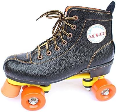 liubingxie Leather Roller Skate Unisex Adult Quad Skates Adjustable Roller Boots, 34-35