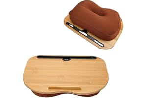 YANGHX Bamboo Lap Tray with Pillow Cushion,Portable Bamboo Lap Stand For Desk Wrist Rest for Writing, Reading, Working, Home Office Students Use Laptop Desk