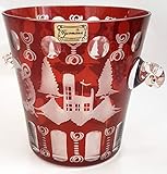 besondere Geschenksidee Antik Glass Eiskühler Vase mit Zwei Henkel Egermann böhmisches Glas Kristall Rubin rot Sammler Glas gebraucht Zustand Höhe 12,5 cm Durchmesser Oben 16 cm