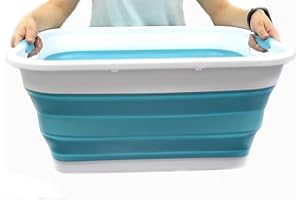 Sammart 41L Panier à linge pliable en plastique – Boîte de rangement pliable et rétractable – Cuve de nettoyage portable – Panier économiseur d'espace