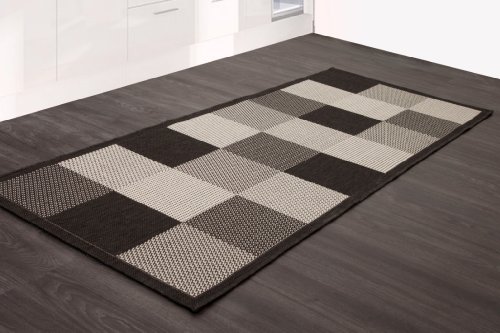 Küchenläufer Flachgewebeteppich Karo Design grau 80x200cm - 5