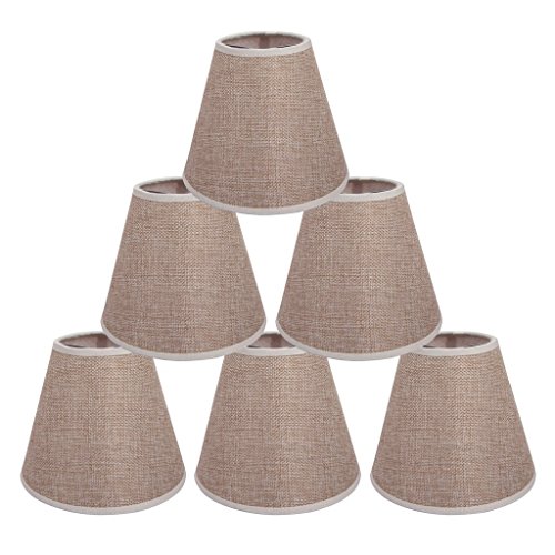 ONEPRE Kleine Kerze Clip Lampenschirme, Handgefertigte, Kerzenform, Natur Sackleinen Linen Stil Stoff, 6 Stück