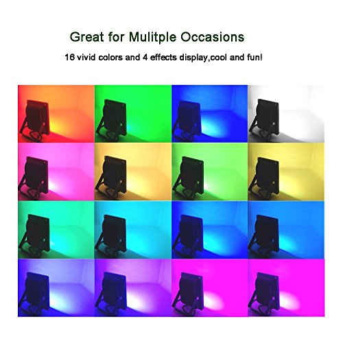 GLW 20W RGB Fluter mit Fernbedienung,Außenleuchten Wasserdicht IP65,Farbwechsel LED Flutlicht,4 Modi 16 Farben,Memory-Funktion LED Strahler,Garten Deko Beleuchtung,Gartenleuchte Projektor,Europäischer Stecker - 6