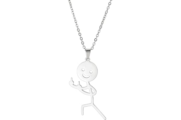 Collier drôle pour femme et homme en acier inoxydable personnalisé punk smiley doigt d'honneur geste méchant basket-ball collier cool bijoux cadeau d'amitié