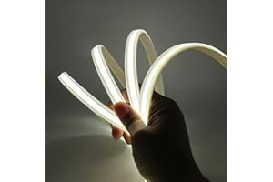 XUNATA Striscia LED COB Flessibile 220V, (Bianco Freddo, 1m), IP65 Impermeabile, Nastri LED ad Alta Luminosità da 288 LED/m con Cavo di Alimentazione