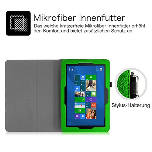 MEDION LIFETAB S10321 / Odys Notos Plus 3G Hülle Case – Fintie Slim Fit Folio Kunstleder Schutzhülle Cover Tasche mit Ständerfunktion und Stylus-Halterung für MEDION LIFETAB S10321 (MD 98687) / Odys Notos plus 3G 25,7 cm (10,1 Zoll) Tablet-PC, Grün - 6