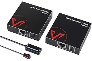 V AV ACCESS AV Access Extensor HDMI FullHD1080p a 60Hz Hasta 50m/163 pies, Balun HDMI a Través de un Solo Cat5e/6a/7, Función PoE, Control IR, Plug and Play, Interruptor EQ para Cable de 30M/50M