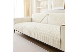 GKXLH Soft Flannel Sofa Covers Washable - New Sofa Cushion Covers, Non-Slip Sofa Cover 1 2 3 Seater Couch Covers for Sectional Sofa, Sofa Slipcovers L Shape Furniture Protector (Beige White, 70x150cm)