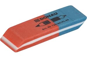 DONAU 7301001-99/2B suddgummi/2 stycken/färg: blå/röd/suddgummi för pennor och kulspetspennor/av högkvalitativt gummi/tillver