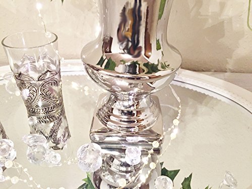 Keramik Vase Blumenvase Trompetenvase Silber Hochglanz Dekovase Vase Shabby Chic - 2