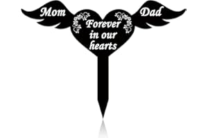 Wesiti Friedhofsdekorationen für Grab, Metall, Grabmarkierung, Mutter und Papa, Gedenkgartenpfahl, Flügelschild, Gedenkschild, wasserdicht, Vater, Friedhofsdekoration