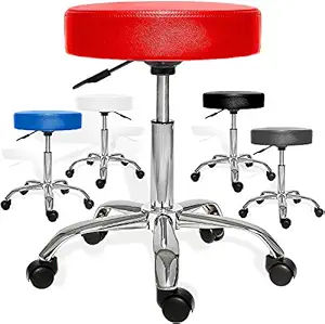 Finch Fox Chrome Height-Adjustable Swivel Faux-Leather Chair for Salon/Spa / Bar/Medical / Kitchen/Doctor (Red)