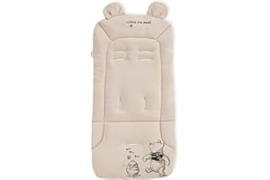 hauck Colchoneta para Silla de Paseo Universal - Funda Carrito Bebe y Remolques de Bicicleta para Niños, Algodón, Transpirable, Suave, Fácil de Fijar, Verano e Invierno - Winnie the Pooh Beige