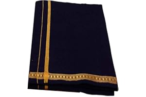 Stylesindia Farbige Bordüre Pentex Dhoti Mundu Vesti 2 m, schwarz, Einheitsgröße