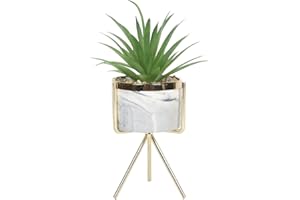 Sleepdown Halo Green Leaf Marble Stand Faux Artificial Succulent Plant for Home Office Bathroom Decor Indoor Decoration Aesthetics, Small