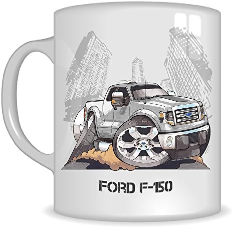 Koolart Gifts K3263-MG Cartoon of Ford F-150 - Caricature silver Ford Mug Gift for Men ( Mugs)