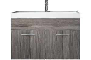 BADPLAATS B.V. Badezimmer Badmöbel Set Paso 01 80cm Waschbecken Grau Eiche - Unterschrank Schrank Waschbecken Waschtisch