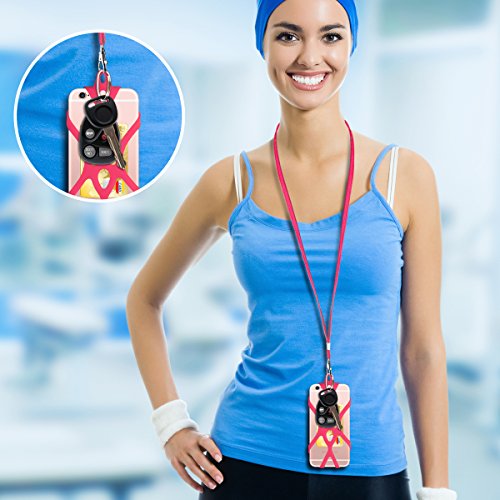 ROCONTRIP Custodia Telefono Imbracatura A Mano Libera Supporto Cordino per iPhone 6 6S 6 Plus iPhone 6S Plus, iPhone 7 and 7 Plus, Samsung, 4.7-5.5 pollici, Silicone (anguria rosso)